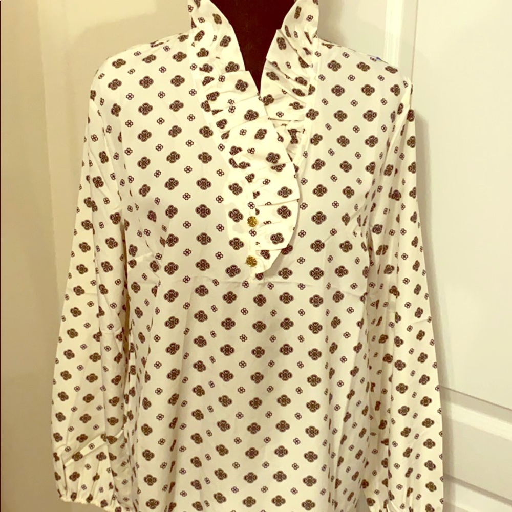 Mudpie Whitney ruffle neck Tunic L